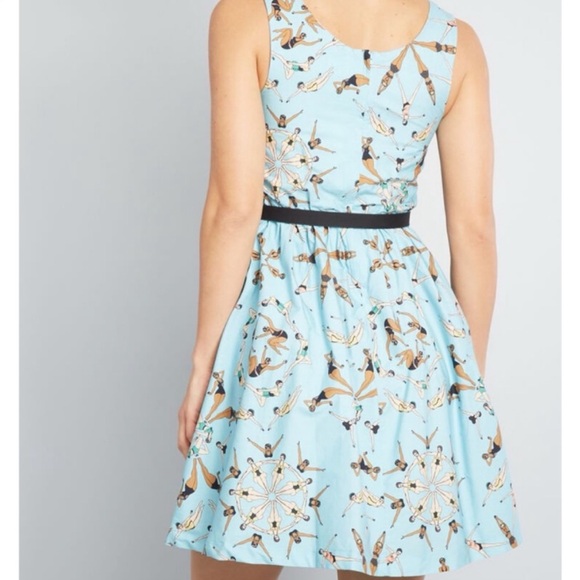 ModCloth x Dupenny Synchronized Swimmers Optimistic Effect A-line Retro Dress 1X - Picture 6 of 16